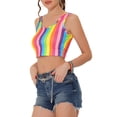 thumbnail image 4 of INSPIRE CHIC Women's U Neck Casual Striped Crop Tank Top M Multicolor, 4 of 6