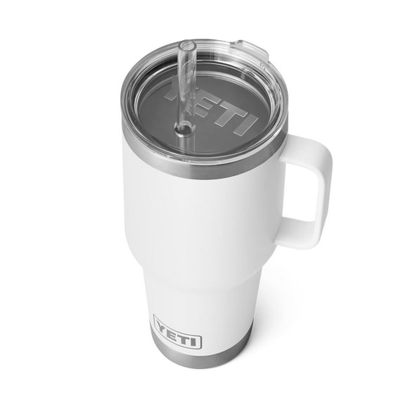 Taza YETI Rambler de 1 litro con tapa de pajita, con aislamiento al vacío, color blanco
