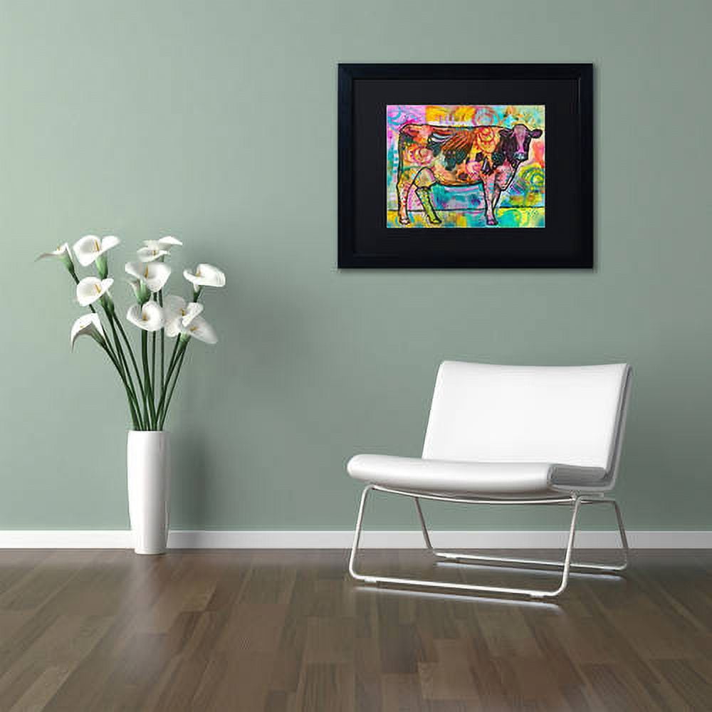 Trademark Fine Art "Cow" Canvas Art by Dean Russo, Black Matte, Black Frame
