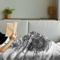 thumbnail image 3 of Sugar Skull Soft Flannel Fleece Throw Blanket, Monochrome Skeleton Roses Leaves and Diamond Shape Folklore Festival Print, Cozy Plush for Indoor and Outdoor Use, 50" x 60", Grey White, by Ambesonne, 3 of 5