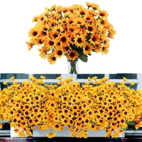 24 StemsArtificial Sunflower Bouquets Tutuviw Fake Mums Fall Daisy Plants for Outdoor Indoor Decoration UV Resistant Faux Plastic Fabric Sunflowers,Greenery Plants for DIY Garden Spring Summer Decor