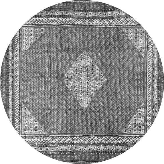 Ahgly Company Indoor Round Medallion Gray Traditional Area Rugs, 4' Round