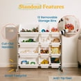 thumbnail image 5 of ECR4Kids 4-Tier Organizer with 12 Removable Plastic Bins, 4x3, Toy Storage, Grey/White, 5 of 9