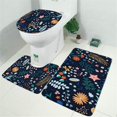 thumbnail image 2 of Pioneer Flower Floral Print Pattern Bathroom Rugs Sets 3 Piece,Toilet Cover Set,Absorbent Non Slip Bathroom Mats Sets with U-Shaped Contour Rug Toilet Rug Set, 2 of 5
