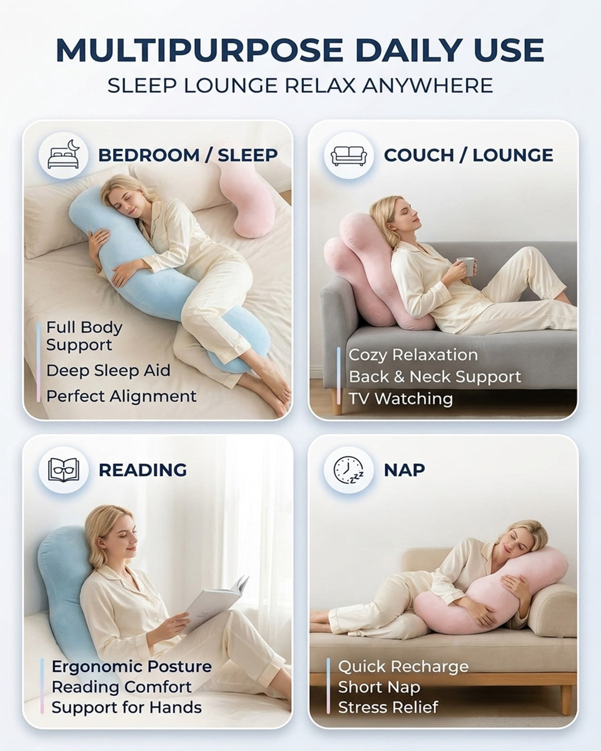Pea Pod Body Pillow for Adults Firm Bolster Memory Foam Extra Long Couch Pillow Side Sleeper Round Hugging Full Cooling Soft Fabric Pillows Sleeping Ergonomic Design Multipurpose Deep