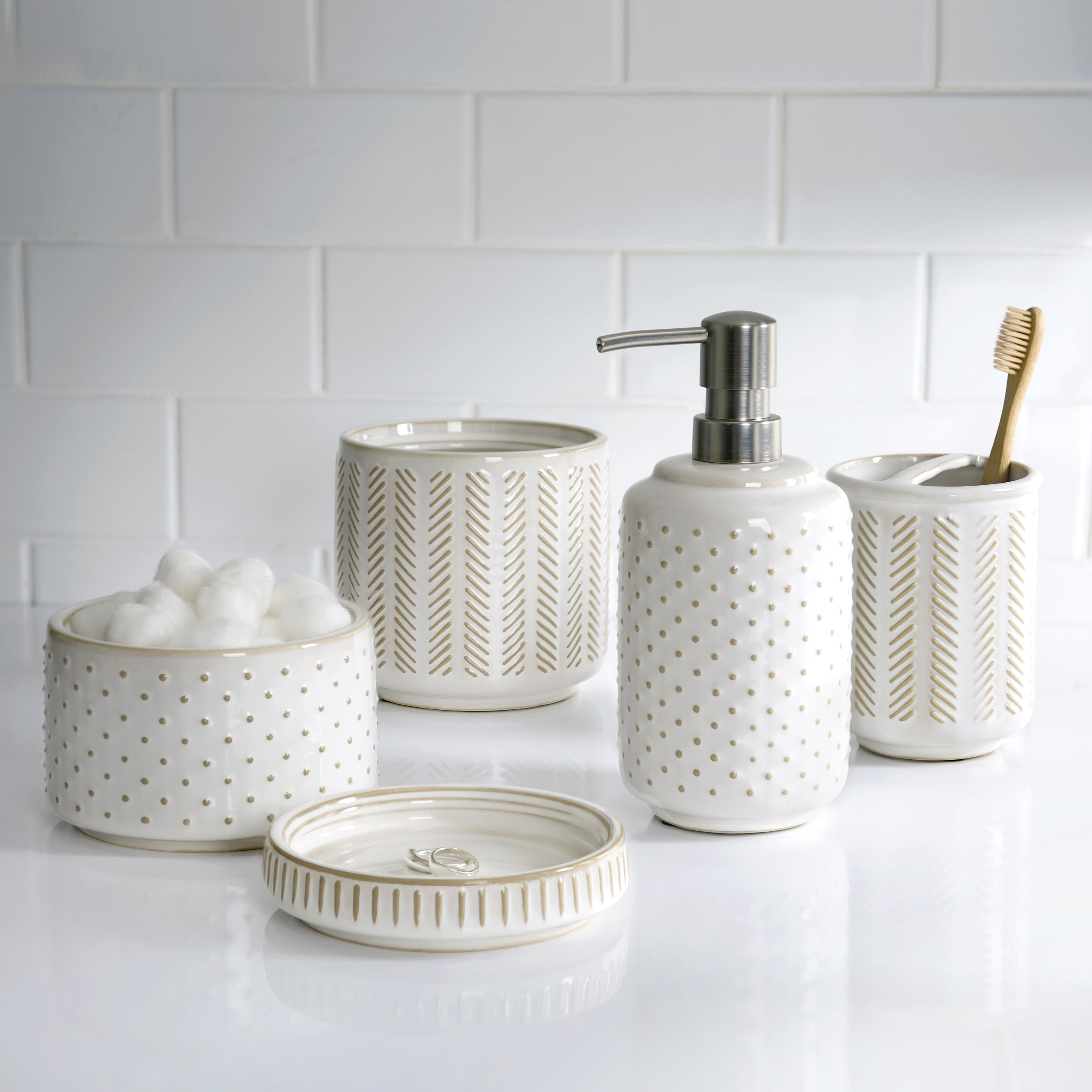 Better Homes & Gardens Reactive Glazed Textured Ceramic Toothbrush Holder in Creamy White - image 6 of 6
