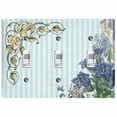 thumbnail image 1 of Metal Light Switch Plate Outlet Cover Elegant Blue Floral Striped Damask FLW069, 1 of 13