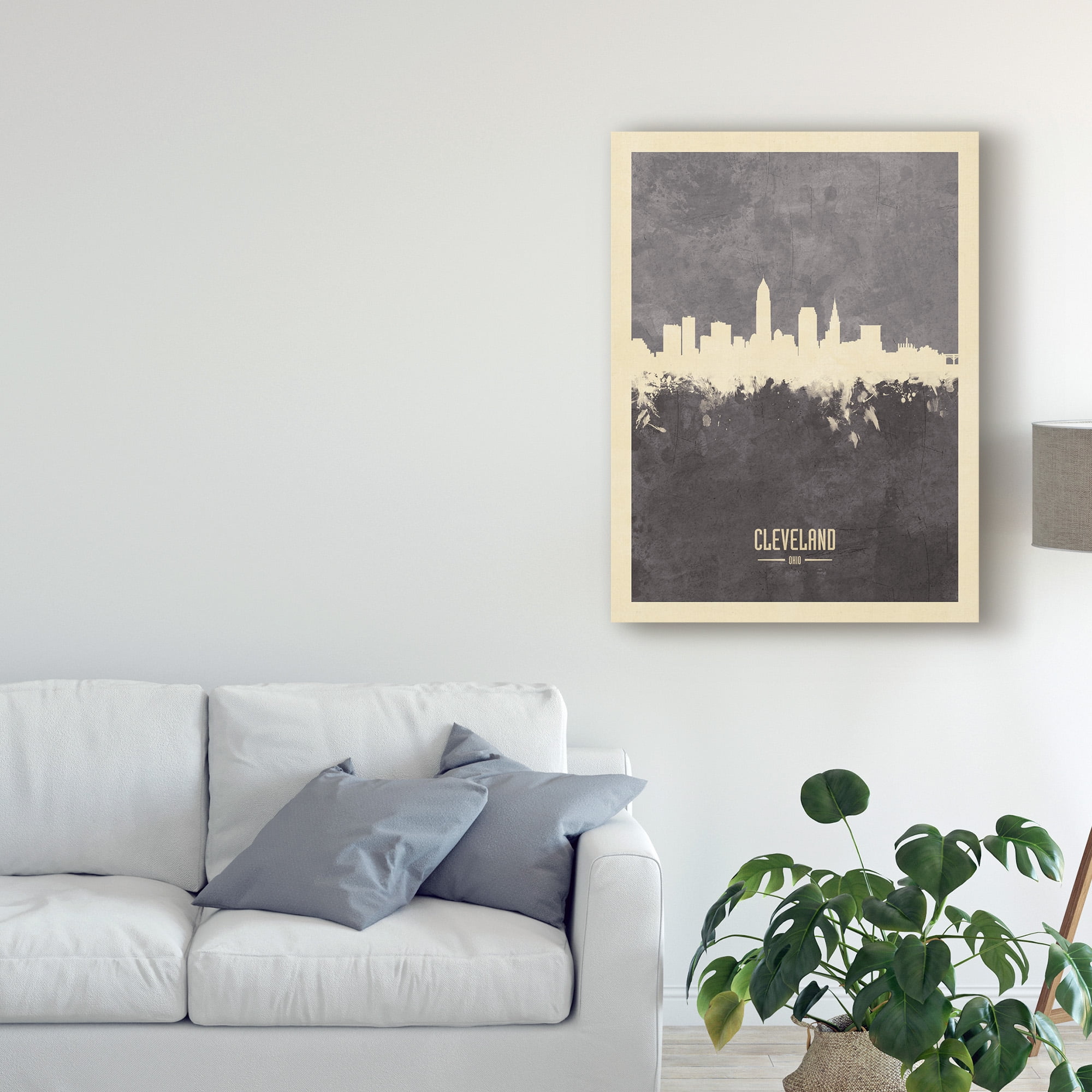 Trademark Fine Art 'Cleveland Ohio Skyline Gray' Canvas Art by Michael Tompsett