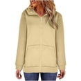 thumbnail image 2 of SDNall Hoodies for Women Solid Color Hoodie Zipper Long Sleeve Sweatshirts Long Coat Tops with Pockets Zip Up Hoodie Women (Beige, Sizes S-XXXXL), 2 of 9