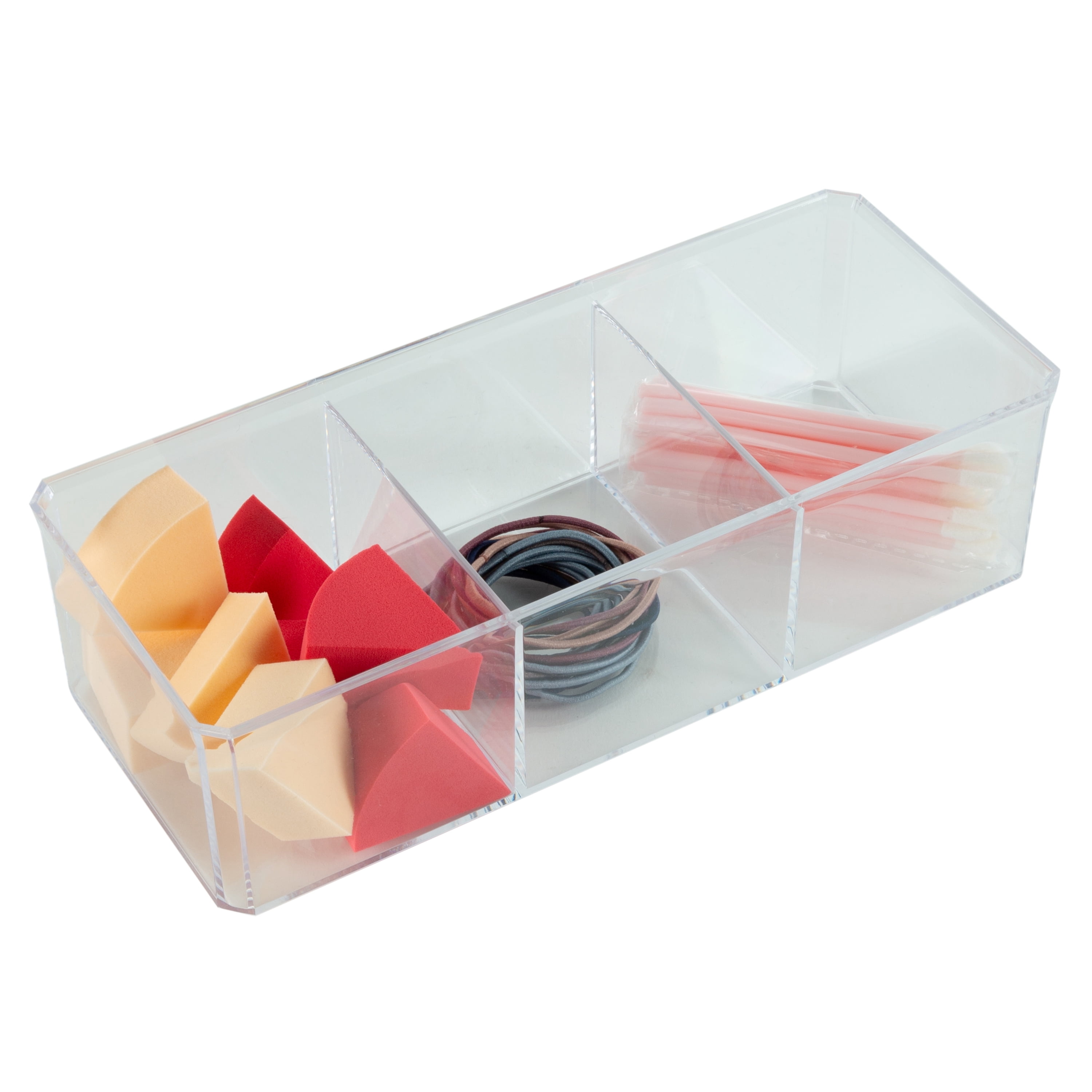 ELLE Paris 3 Compartment Lidded Beauty Essentials Organizer Set in Clear
