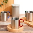 thumbnail image 6 of 6 Pcs Insulated Stainless Steel Camping Coffee Mug Portable Hiking and Backpacking Camping Cup with Handle for Outdoor Sports Travel Hiking Kitchen, 3 Style, 6 of 7