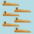 thumbnail image 2 of Set of 6 Floral Natural Mango Hardwood Door Wedges w/Round Antique Brass Knob Door Stopper in Natural Finish, 2 of 2