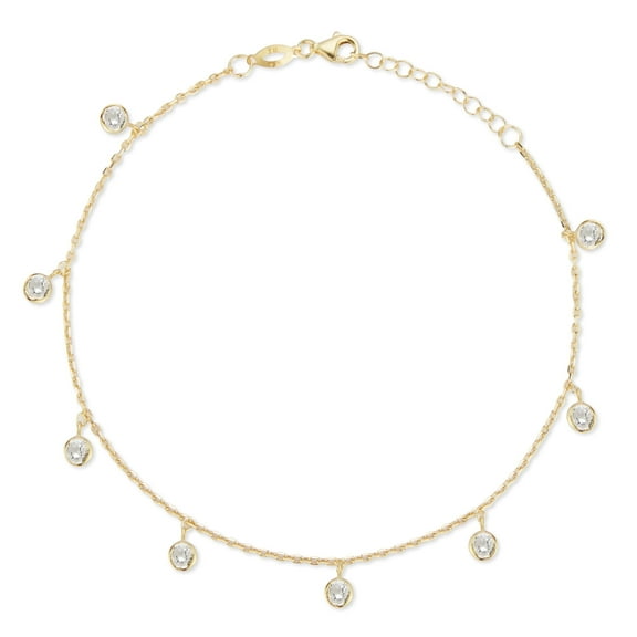 Adesso Milano Jewelry 14K Gold Plated Sterling Silver Dainty Anklet for Women, Adjustable Ankle Bracelets, Gift