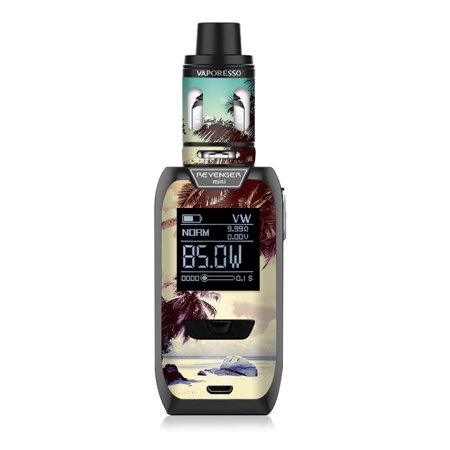 - Skins Decals for Vaporesso Revenger MINI Vape / Faded Beach Palm Tree Tropical