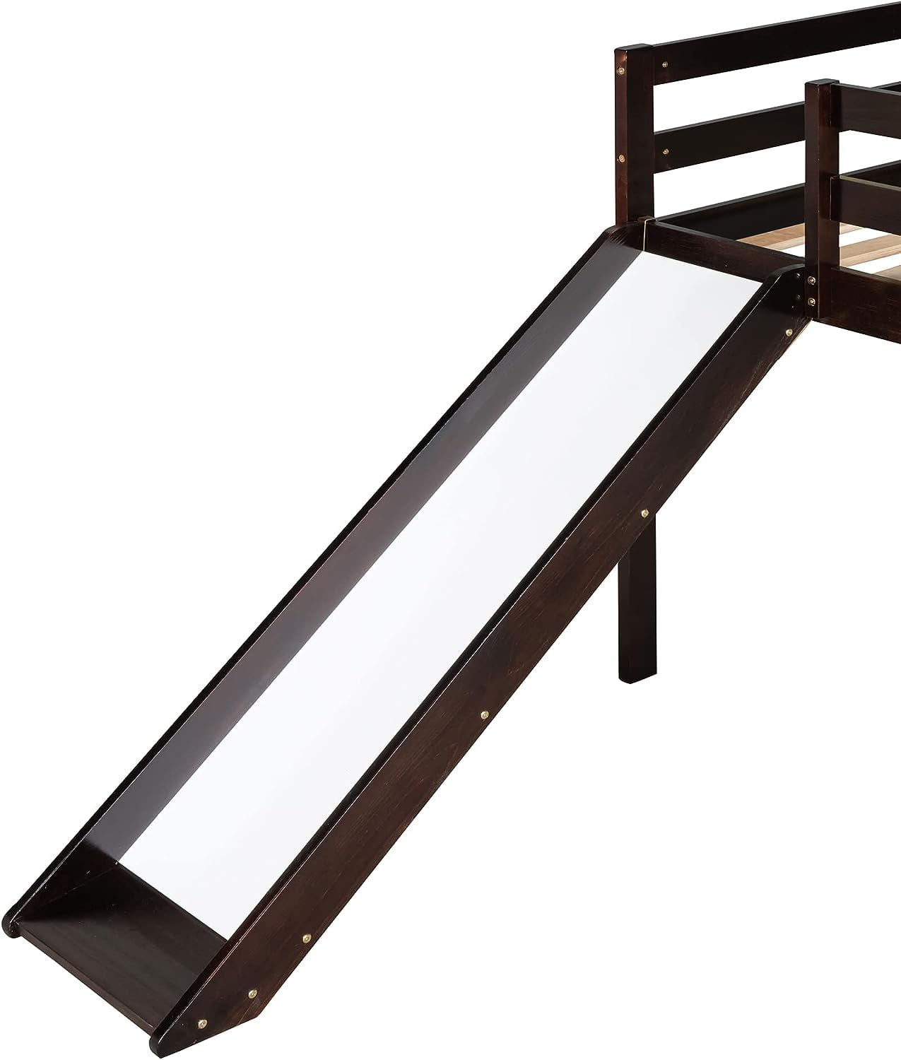 DEALTOPS 79.5'' Twin Size Junior Wood Loft Bed, Loft Bunk Bed Frame with Slide, Black