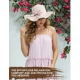thumbnail image 6 of ROYAL MATRIX Women Straw Sun Hat Wide Brim UV Protection Beach Hat Summer Floppy Hat with Linen Bow Pink, 6 of 8