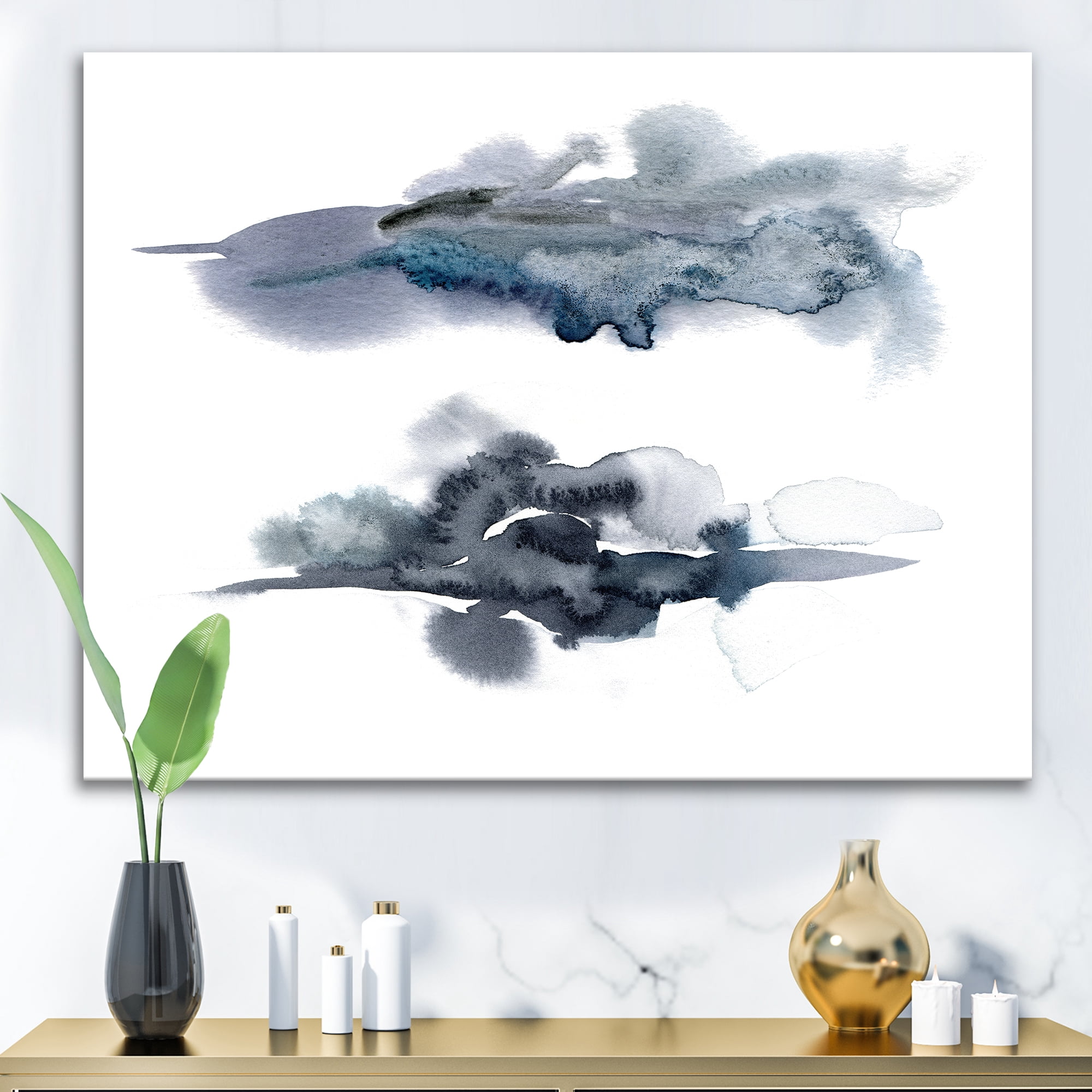 Designart ' Abstract Of Clouds Dark Blue Colored I ' Modern Canvas Wall Art Print