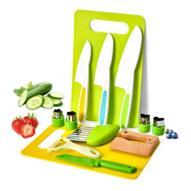 Fiudx Cuchillos Kidsafe, Juego de Cocina Realista, Juego de Cuchillos de Madera Duraderos, Cortador de Plástico Seguro, Activo Divertido, Idea de Regalo para Niños Pequeños, Ayuda Educativa de Cocina