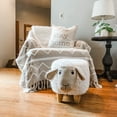 thumbnail image 3 of Critter Sitters 15" Seat Height Plush Animal Shape Ottoman Furniture for Nursery, Bedroom, Playroom & Living Room Decor (White Sheep), 3 of 14