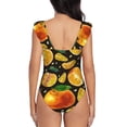 thumbnail image 6 of Yiaed Tangerine Print Women's Ruffled One Piece Swimsuit V Neck Swimwear Slimming Monokini for Woman-Medium, 6 of 8
