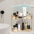 thumbnail image 4 of Logianis 2-Tier Bathroom Corner Organizer Countertop Organizer Countertop Storage Vanity Trays Gold, 4 of 7