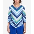 thumbnail image 4 of Alfred Dunner Womens Textured Chevron Pleated Neck Top, 4 of 6