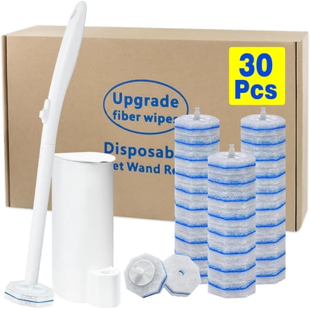 Disposable Toilet Brush and Holder Set, with 30 PCS Toilet Bowl Wand refills for Clorox.