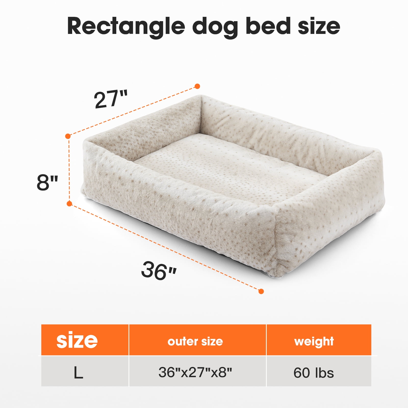 Vintage Leopard Print Dog Bed Cat Bed, Ultra Soft Calming Dog Bed, Rectangle Comfortable Pet Bed for Small Medium Large Dogs, Off-White, 36in