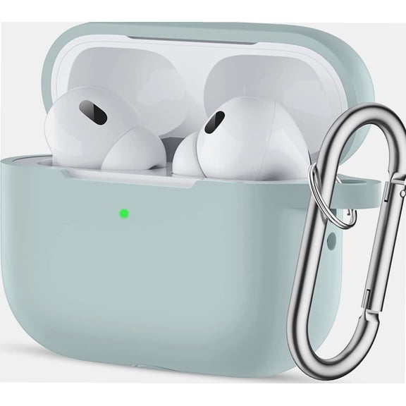 AirPods Pro 2nd Generation Case 2022, Silicone Protective Charging Case Skin with Keychain Compatible with Apple AirPods Pro 2/1 Case for Women Men Girls Boys, Front LED Visible, Powder Blue