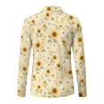 thumbnail image 5 of Xoenoiee Sunflower Daisy Bee Print Women's Golf Polo Shirt Long Sleeve Shirts V-Neck Collared Lightweight Blouses Breathable Athletic Tennis Shirts Moisture Wicking Quick Dry Workout Top, Size XS, 5 of 7