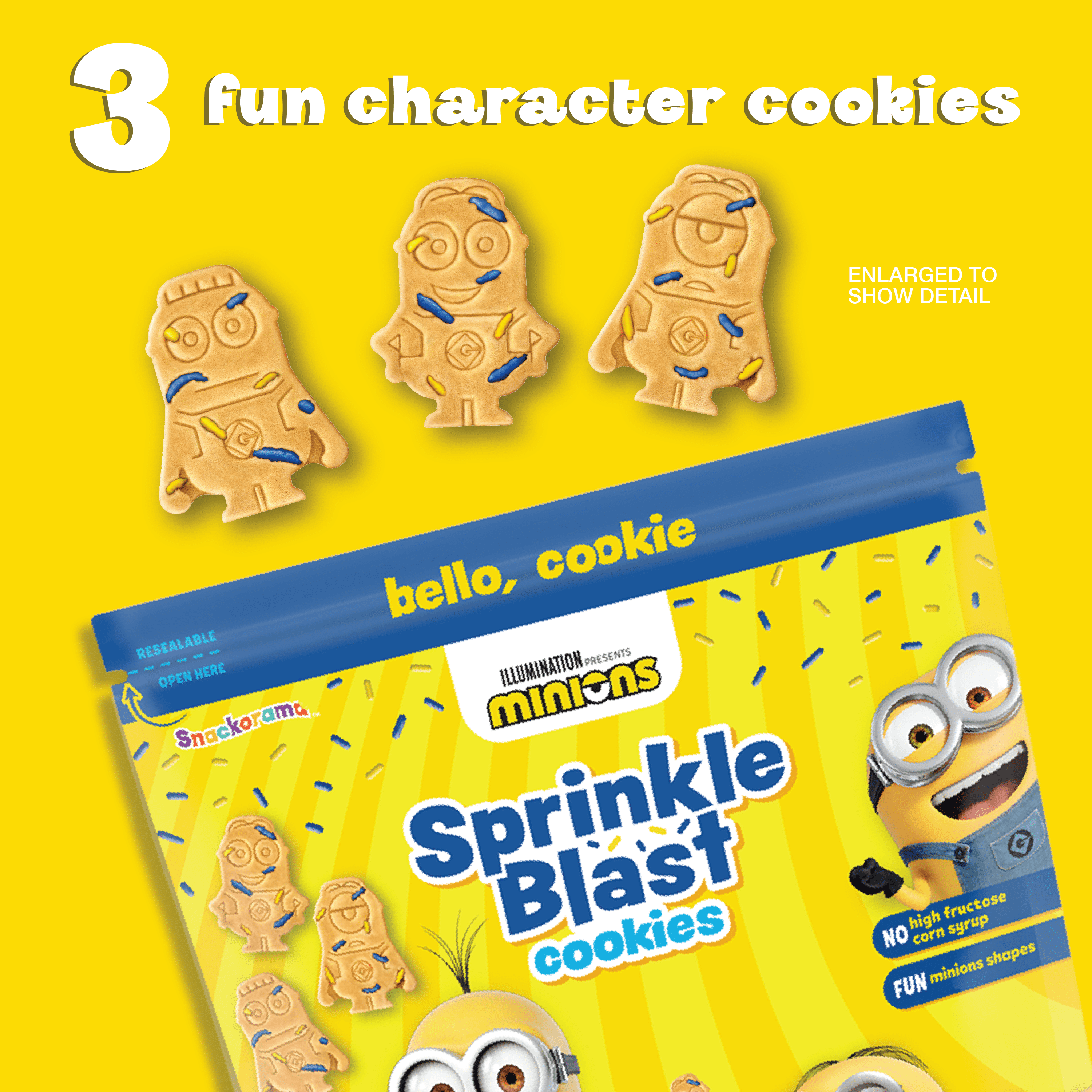 Snackorama Minions Sprinkle Blast Cookies, Vanilla Flavor with sprinkles, 20 oz Bag (Shelf-Stable)