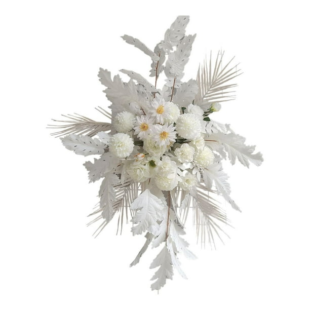 Fondo de boda artificial Ramos de boda de flores realistas Versátiles para novias Blanco