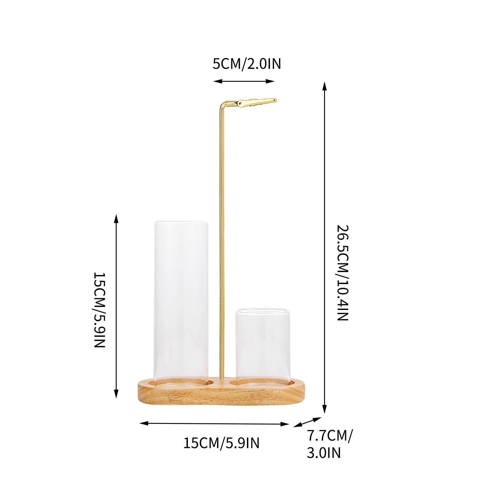 2 in 1 Incense Holder Solid Rubber Wood 8-Shaped Base | Glass Cup Ash Catcher | Secure Clip Metal Arm | For Meditation | Clean Burning | Single Pack