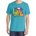 thumbnail image 2 of Wild Bobby, Colorful Rainbow Paint Love, Streetwear, Garment-Dyed Washed Look Short Sleeve T-Shirt, Blue Lagoon, Small, 2 of 3