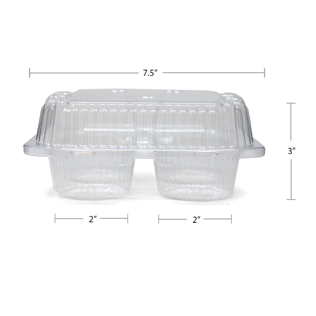 250 per case Detroit Forming LBH6404-4 Compartment Clear Hinged Cupcake/Muffin Container