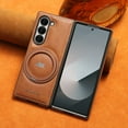 thumbnail image 2 of Designed for Samsung Galaxy Z Fold 7 PU Leather Case, [Compatible with MagSafe] with 360° Adjustable Magnetic Stand, Shockproof Back Slim Protective Phone Case for Samsung Galaxy Z Fold 7, Brown, 2 of 14