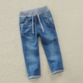thumbnail image 2 of Karoyedx Boys Jeans Toddler Boy Jeans Stretch Fit Elastic Waist Pull On Relaxed Boys Pant Active Athletic Youth Outdoor Soft Teenage Streetwear Dark Blue Size,11-12 Years, 2 of 9