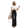 thumbnail image 4 of Pantalones casuales de pana con microcampana y cintura ajustada de color sólido para mujer de otoño e invierno, 4 of 6