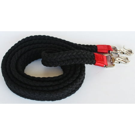Barrel Snap - Pro Cotton Horse Roping Western Barrel Reins Braided Black Red Snap 607112