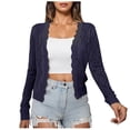 thumbnail image 2 of Sexlip Women's Fall casual Cropped Cardigan Trendy Cute Bolero Shrug Chunky Knit Cardigan Sweater Blue S, 2 of 3