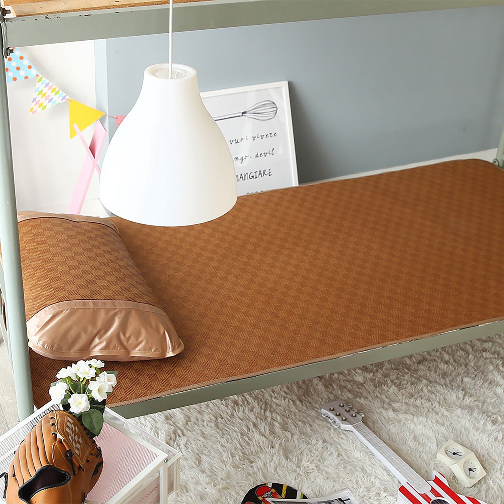 Rattan Bamboo Mat Home Textile Rattan Mat Grid Fitted Sheet Set Summer