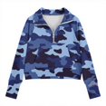 thumbnail image 4 of Bnwani Girls Crewneck Sweatshirt Zip Mock Neck Long Sleeve Half Zip Crop Fleece Sweatshirt Camouflage Pullover, 4 of 5