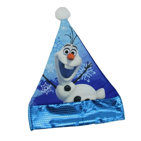 Disney White and Blue Olaf the Snowman Unisex Children's Santa Claus Hat Christmas Costume Accessory -