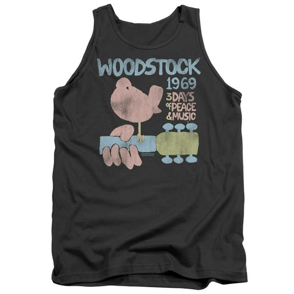 Woodstock 50 Years Dove Adult Tank Top Charcoal