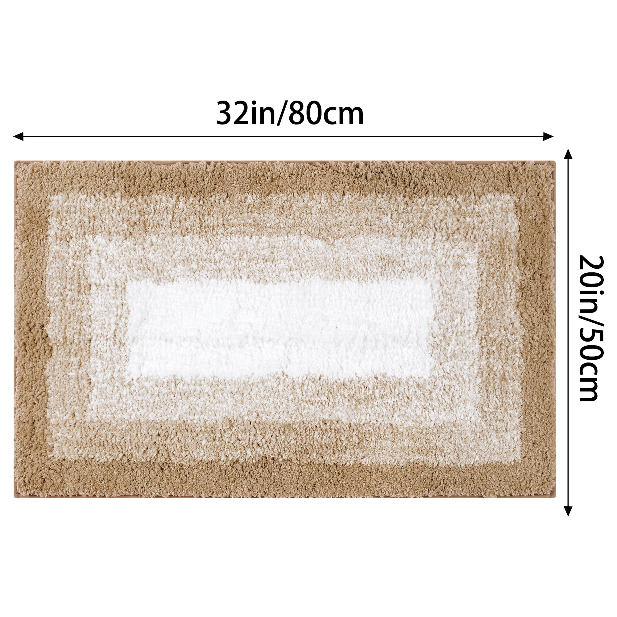 Unique Bargains Absorbent Bath Rug Non-Slip Plush Shaggy Bath Carpet Bath Mats Brown Geometry Rectangle 20" x 32"