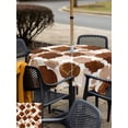 thumbnail image 4 of Outdoor Tablecloth with Umbrella Hole and Zipper, Brown Geometric Moroccan Square Table Cloth 60x60 Inch Waterproof Tablecloth, Abstract Art Coffee Ombre Modern Picnic Table Cover for Patio Camping, 4 of 7