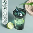thumbnail image 4 of Glass Tumbler with Straw and Lid, Green Glasses Water Cup with Straw, Colored Glass Drinking Jars for Juice Beverages Iced Coffee Tea Smoothie Soda Milk, 15 oz, Dishwasher Safe, 4 of 4