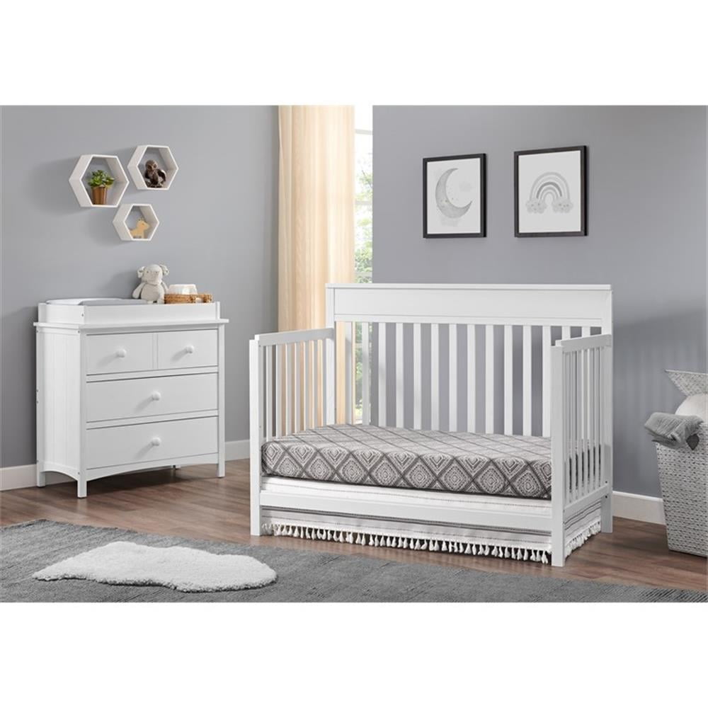 Oxford Baby Castle Hill 4-in-1 Convertible Crib, Barn White, GREENGUARD Gold Certified, Wooden Crib