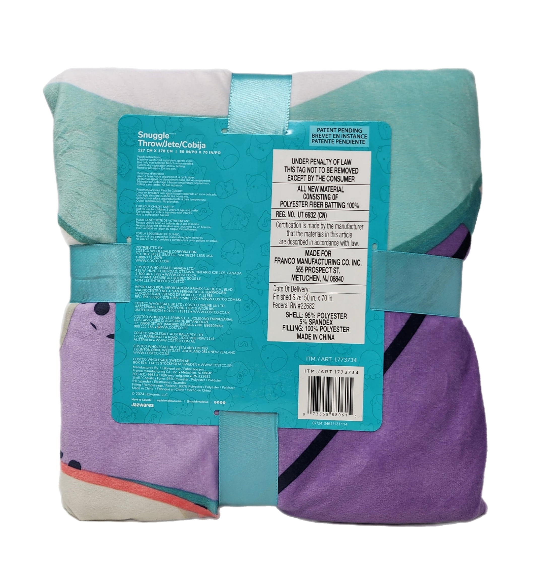 Squishmallows Snuggle Throw 50" x 70" Squish On
