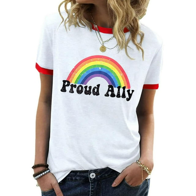 Ventes de Liquidation d'Été Iumwxz Tunique Décontractée à Bord Côtelé Coupe Classique T-Shirt Femmes Hauts Graphiques Arc-en-Ciel t-Shirts Manches Courtes Col Rond Hauts pour Femmes Articles en Liquidation Datant